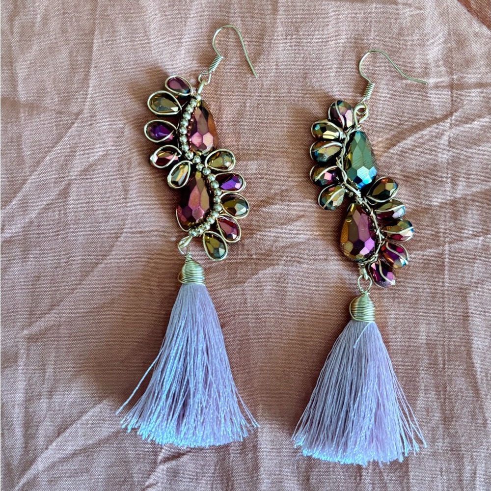 Chic Lavender Tassel Earrings